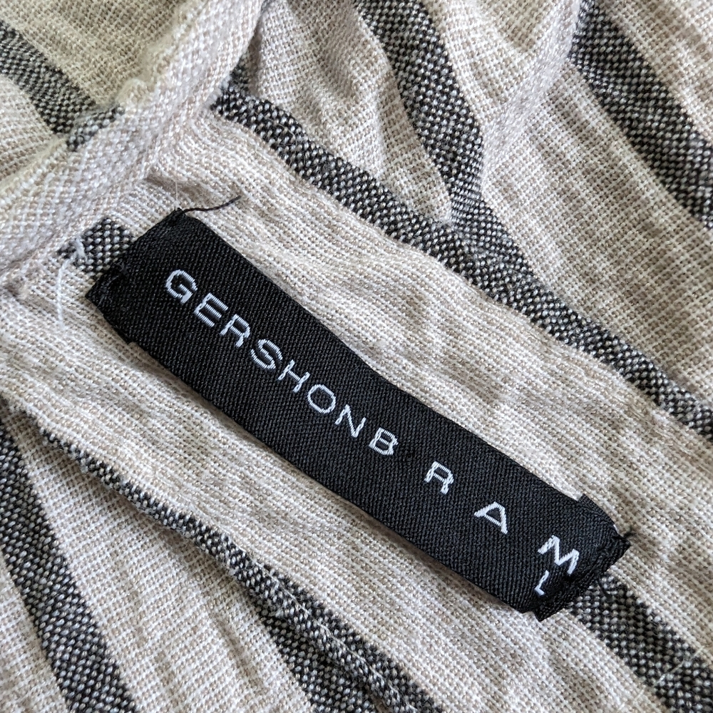 Gershon Bram Beige & Black Striped Gauze Striped … - image 6